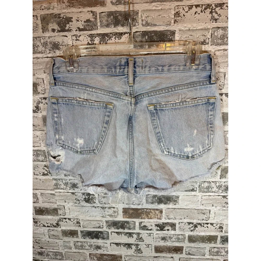 AGOLDE Parker Shorts Womens 27 Light Wash Distressed Button‎ Fly Denim
